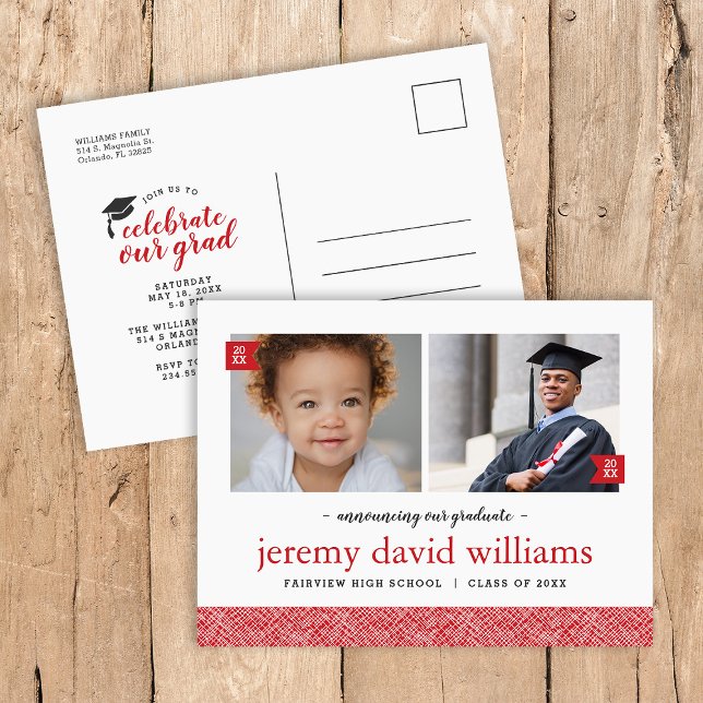 Then and Now 2 Photo Graduation Party Invitation (Creator Uploaded)