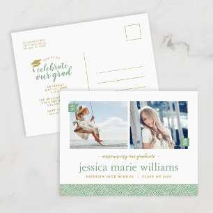 Then and Now 2 Photo Graduation Party Invitation