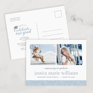 Then and Now 2 Photo Graduation Party Invitation