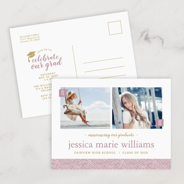 Then and Now 2 Photo Graduation Party Invitation (Creator Uploaded)