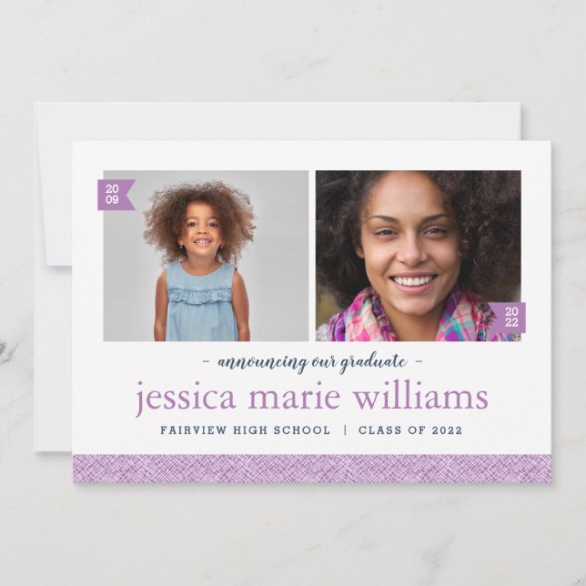 Then and Now 2 Photo Graduation Party Invitation (Front)