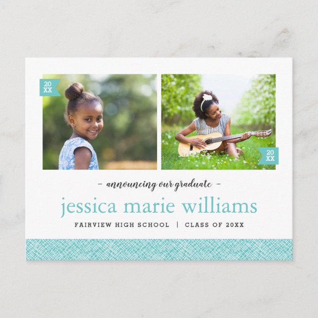 Then and Now 2 Photo Graduation Party Invitation (Front)