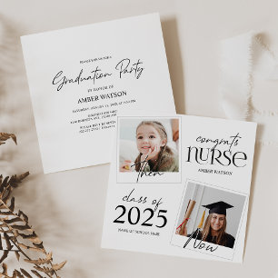Then And Now   2 Photo Nurse Graduation Invitation
