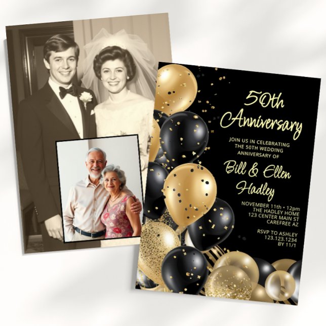 Then and Now 50th Wedding Anniversary Photo Invitation (Creator Uploaded)