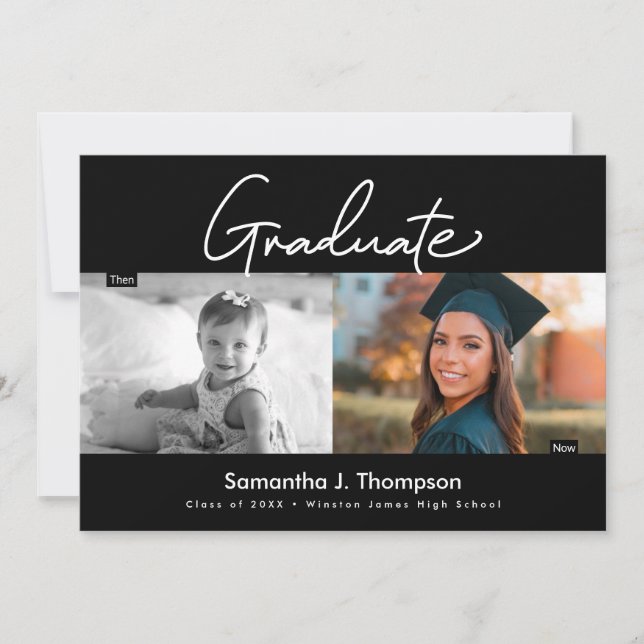 Then and Now high school Graduate Custom photo Invitation (Front)