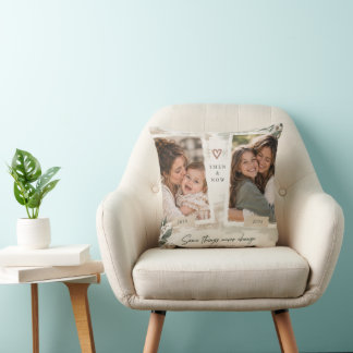 Then and Now Mother Daughter Photo Keepsake Throw Cushion
