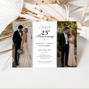 Then And Now Photo 25th Wedding Anniversary Invitation