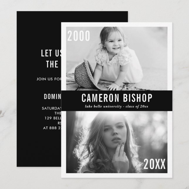 Then and Now Photo Graduation Party Invitation (Front/Back)