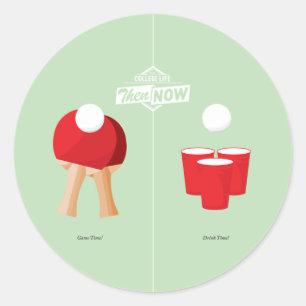 Then And Now: Ping Pong Classic Round Sticker