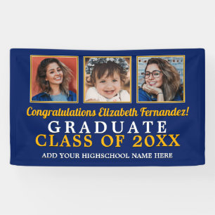Then and Now School Colours Graduation Banner
