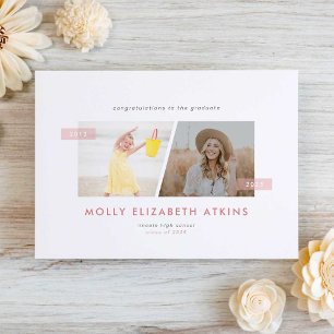 Then and Now Two Photo Graduation Announcement