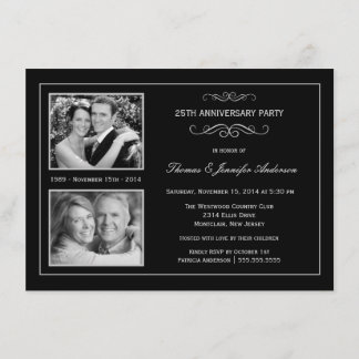 Then & Now 25th Silver Anniversary with 2 Photos Invitation