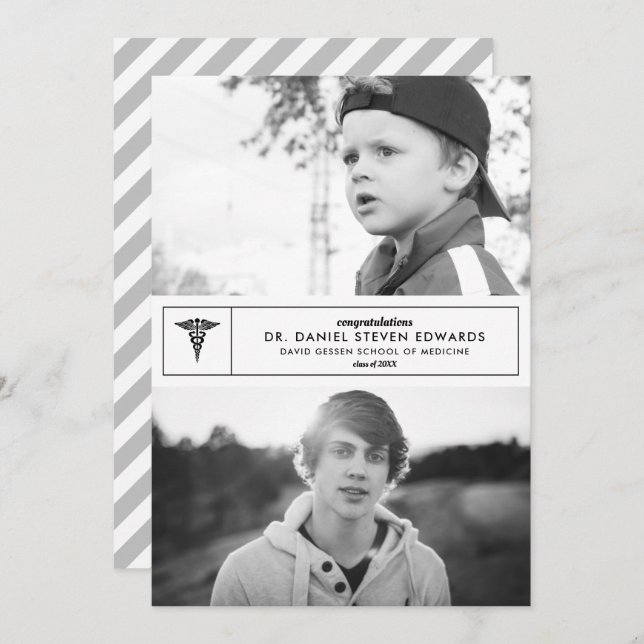 Then & Now 2 Photo Graduation Invitation (Front/Back)