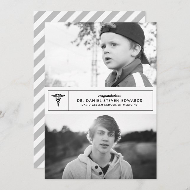 Then & Now 2 Photo Graduation Invitation (Front/Back)