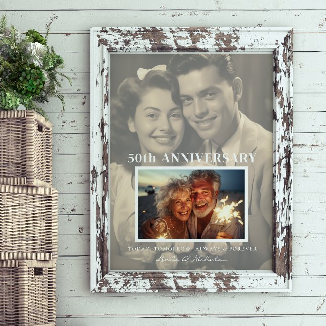 Then & Now Anniversary Milestone | Couple's Photo Poster (Creator Uploaded)
