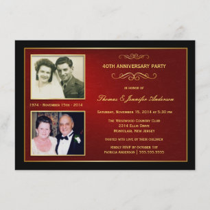 Then & Now Anniversary with 2 Photos - 40th Invitation