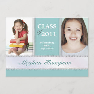 Then & Now Jewelled Photo Graduation Announcement