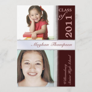 Then & Now Jewelled Photo Graduation Announcement