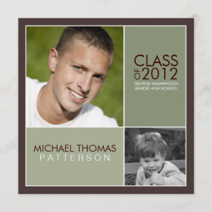 Then Now Modern Block Graduation Party Invitation