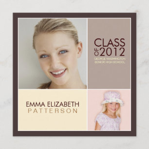 Then Now Modern Block Graduation Party Invitation