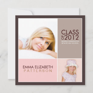 Then Now Modern Block Graduation Party Invitation