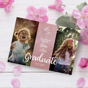 Then & Now  Rose Graduation Photo Metal Texture