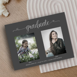 Then & Now Two Photos Graduate Announcement Postcard