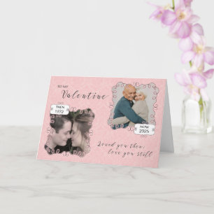 Then & Now Valentine Couple Custom Photo/Date Card