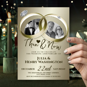 Then & Now Wedding Anniversary Photo Invitation