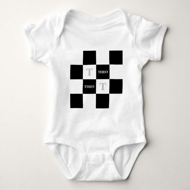 Theo Custom Name T-Shirt Unisex Baby Shower Gift Baby Bodysuit (Front)