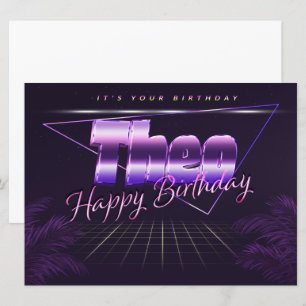 Theo Name Vorname lila retro Karte Geburtstag Card