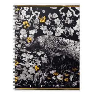 Theo Van Hoytema Retro Peacock Clip Art Black and Notebook