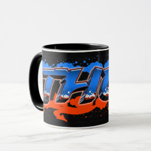 Theo Vorname Name Graffiti blue orange Tasse Mug