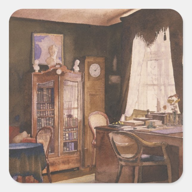 Theodor Fontane's Study Square Sticker (Front)