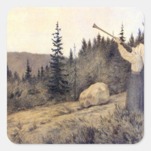 Theodor Kittelsen - Op Under Fjeldet Toner En Lur Square Sticker