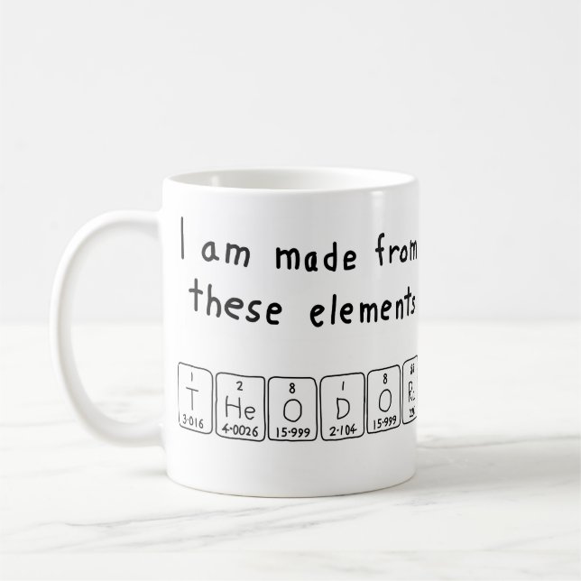 Theodora periodic table name mug (Left)