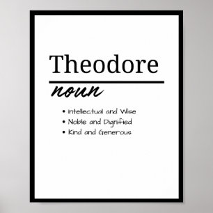 Theodore, Boy Personalised Name Definition Poster