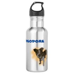 Theodore Name With Jack Russell, Water Bottle