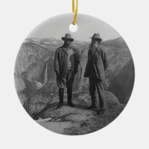 Theodore Roosevelt and John Muir on Glacier Point Ceramic Ornament