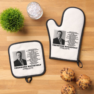 Theodore Roosevelt Dare Mighty Things Advice Quote Oven Mitt & Pot Holder Set