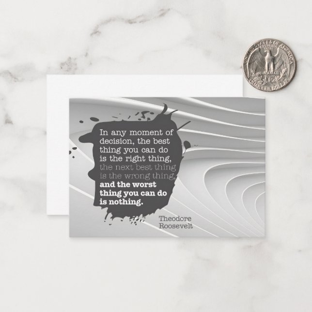 Theodore Roosevelt Inspirational Quote "Decision" Card (Front/Back In Situ)
