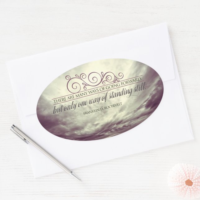 Theodore Roosevelt Inspirational Quote "Standing" Oval Sticker (Envelope)