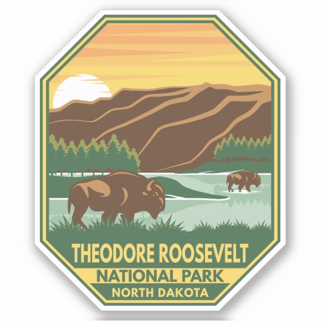 Theodore Roosevelt National Park Bison Retro (Front)