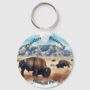 Theodore Roosevelt National Park Bison Souvenir  Key Ring