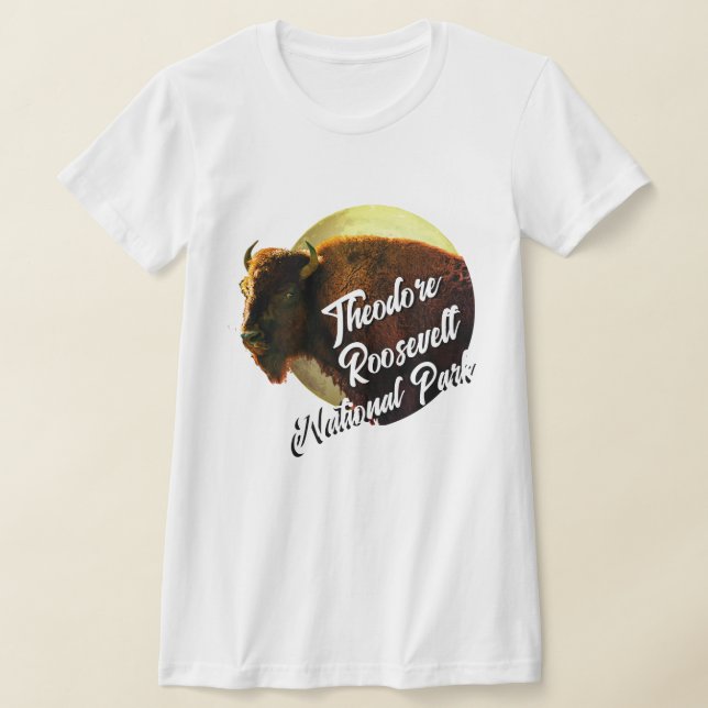 Theodore Roosevelt National Park & Buffalo  T-Shirt (Laydown)