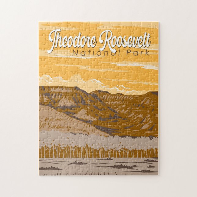 Theodore Roosevelt National Park Illustration Art Jigsaw Puzzle (Vertical)
