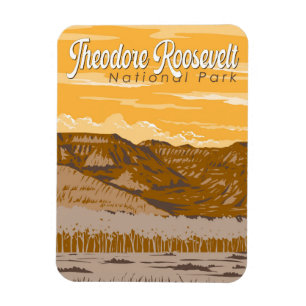 Theodore Roosevelt National Park Illustration Art Magnet