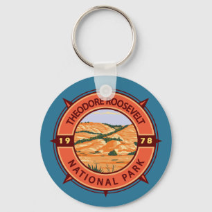 Theodore Roosevelt National Park Retro Compass Key Ring