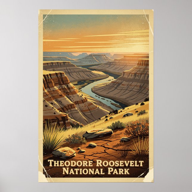 Theodore Roosevelt National Park Retro Poster (Front)