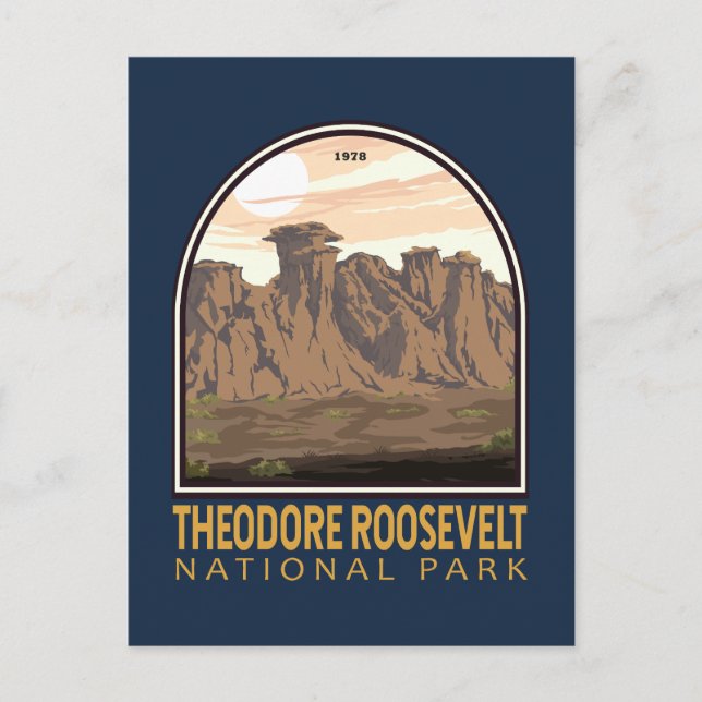 Theodore Roosevelt National Park Vintage Emblem Postcard (Front)